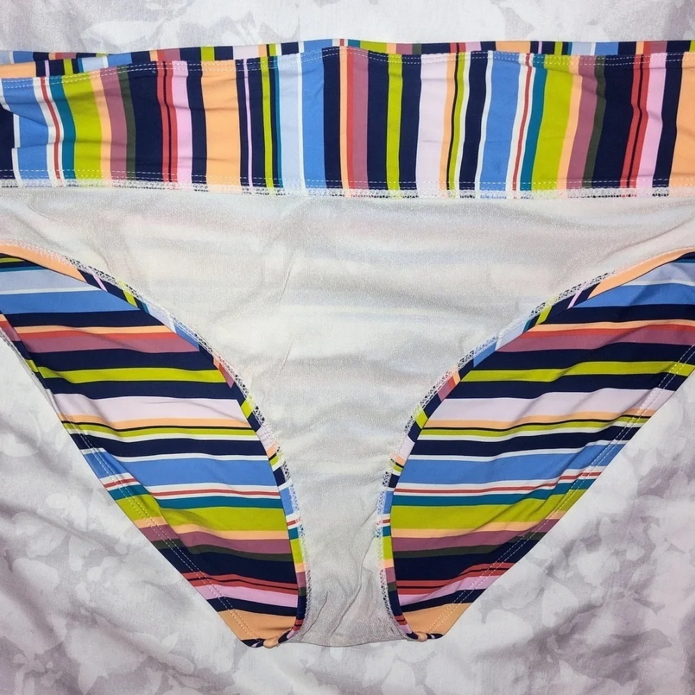 Catalina Swim Brief High-Waist Striped Soft Stretch Fabric Multicolor Women’s 3X - Picture 5 of 6